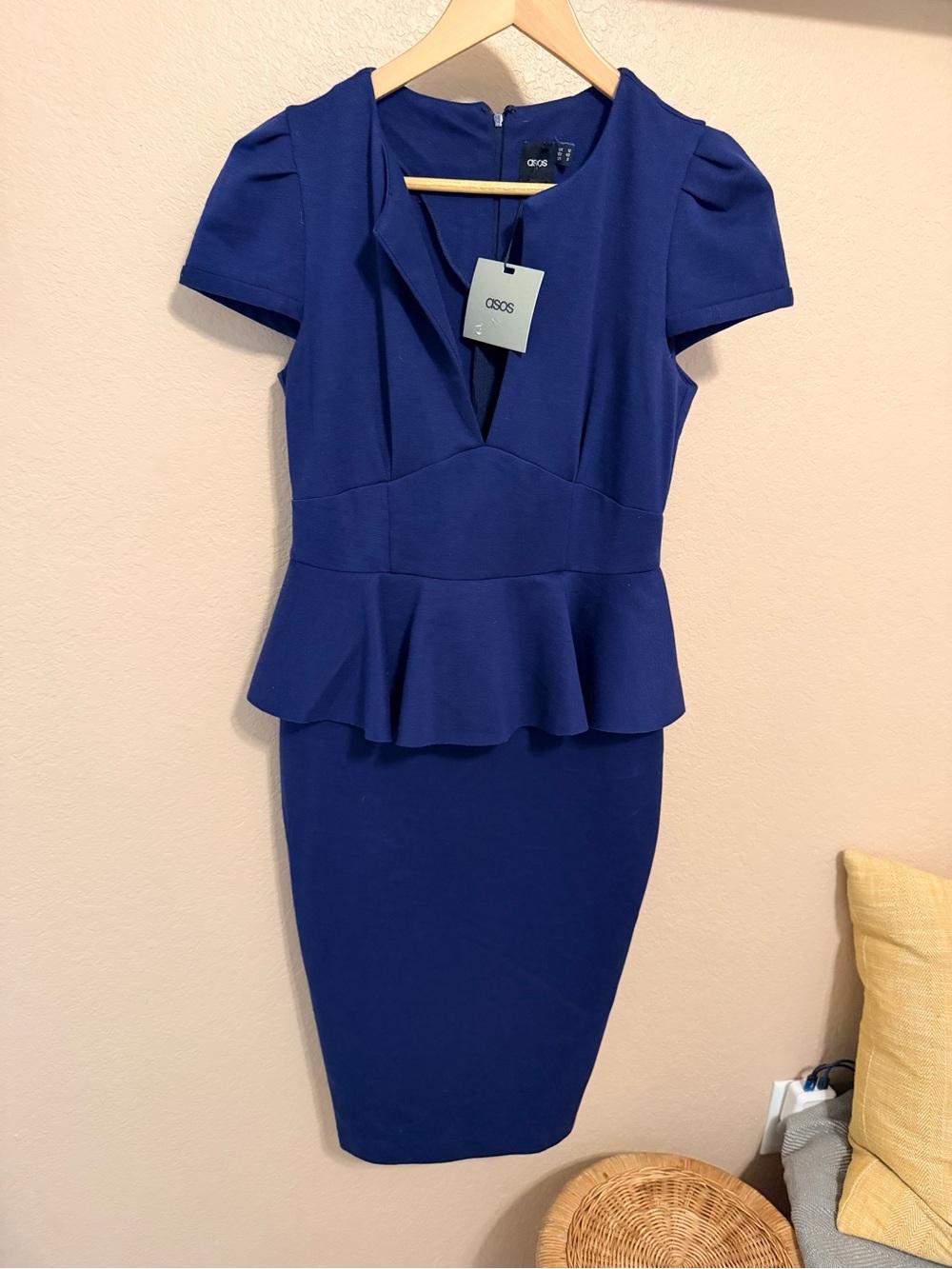 ASOS Royal Blue Peplum Midi Dress